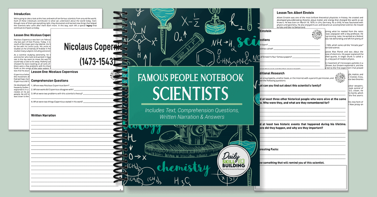 Famous People Notebook Scientists workbook cover