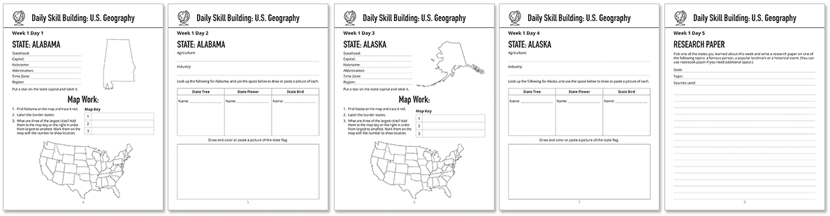 Sample of Daily Skill Building: U.S. Geography