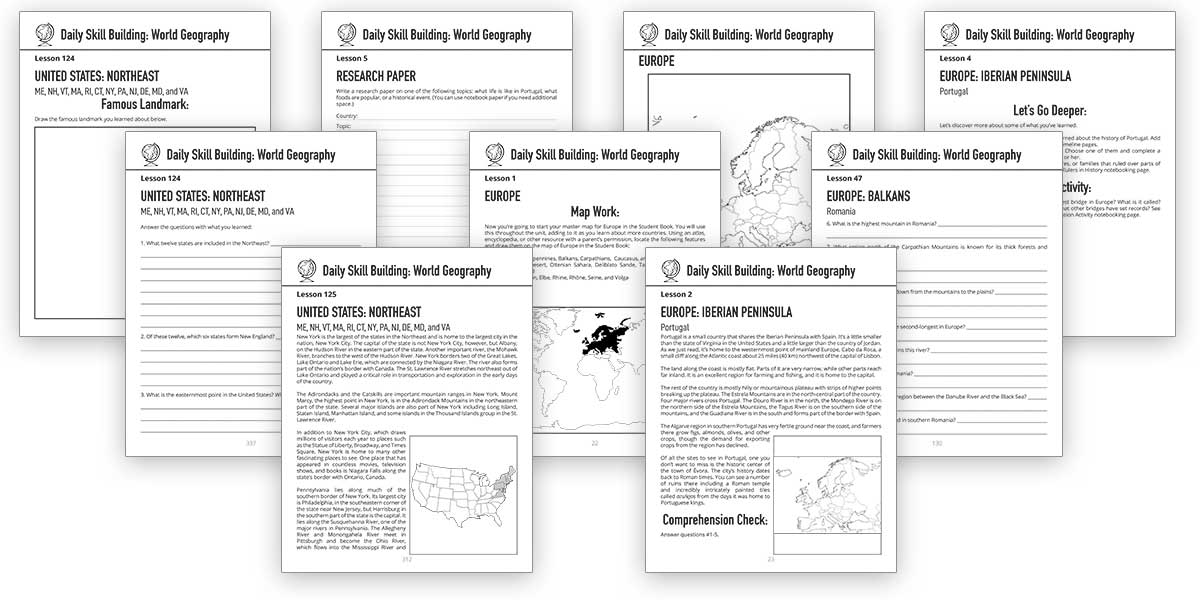 Daily Skill Building: World Geography & History Volume 1: Europe and U.S.A. Pages