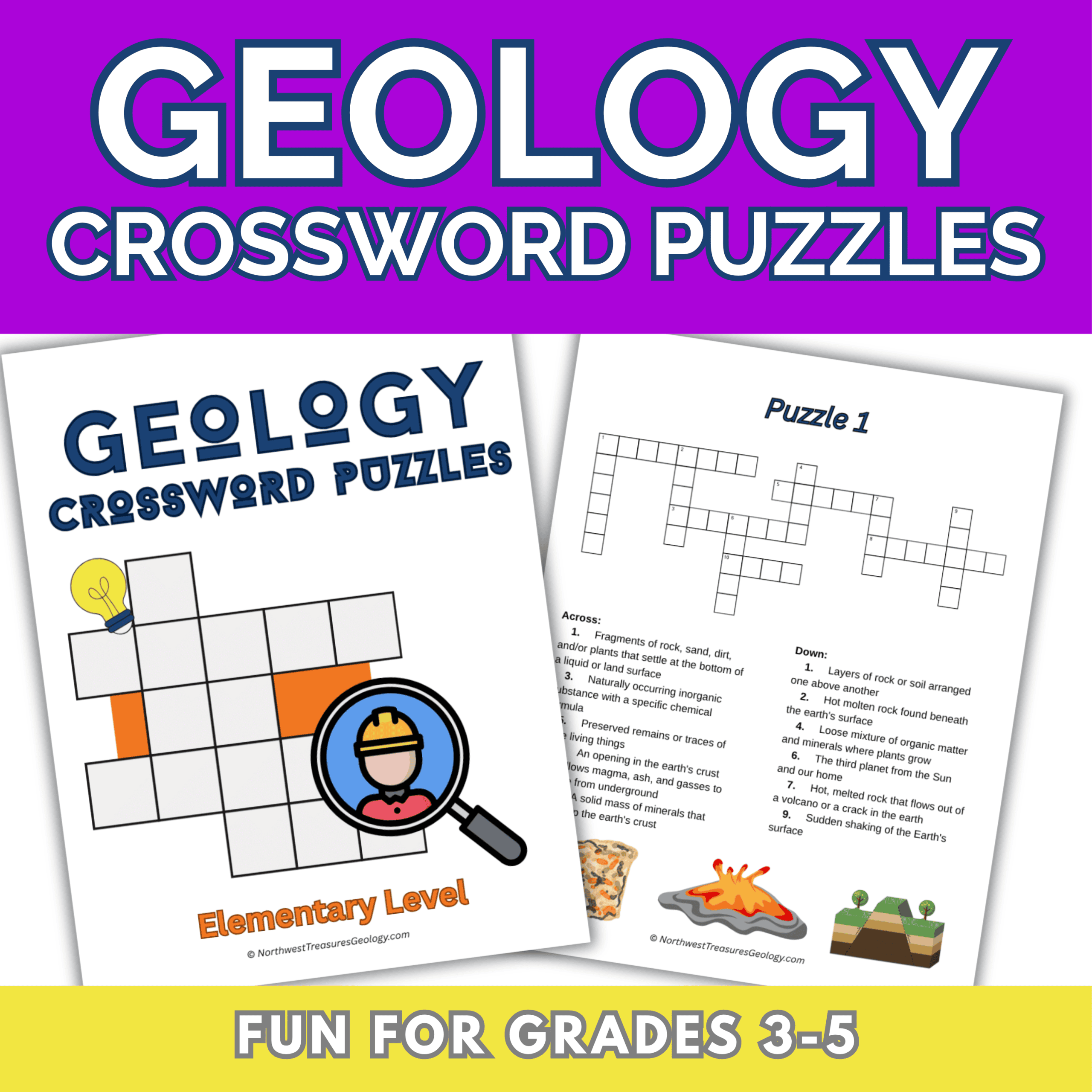 Geology Crossword Puzzles for Elementary Students