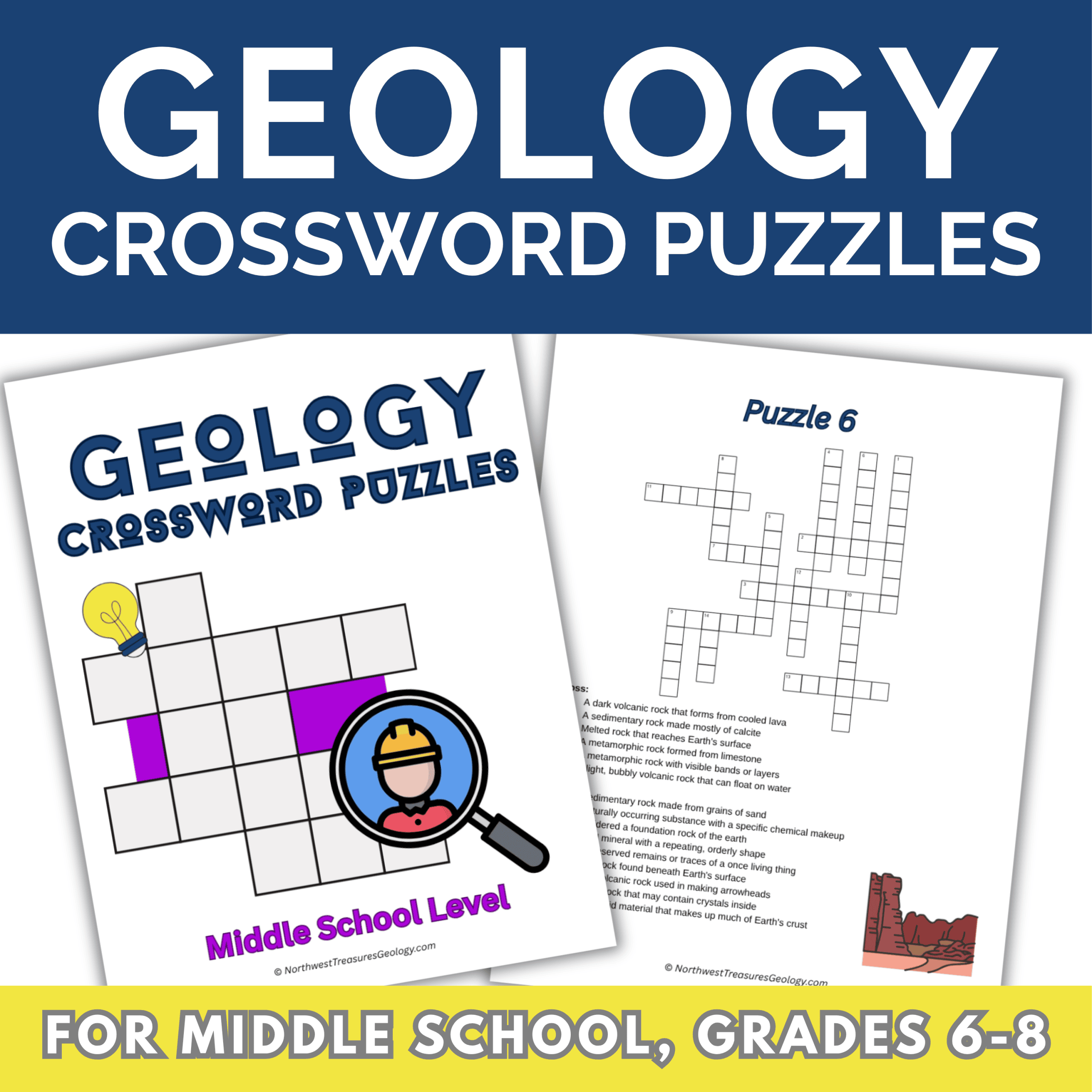 Geology Crossword Puzzles for Middle School